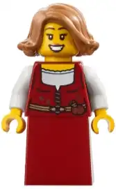 LEGO bdp179 Medieval Seaside Market Baker - Female, Dark Red Dress, Medium Nougat Hair