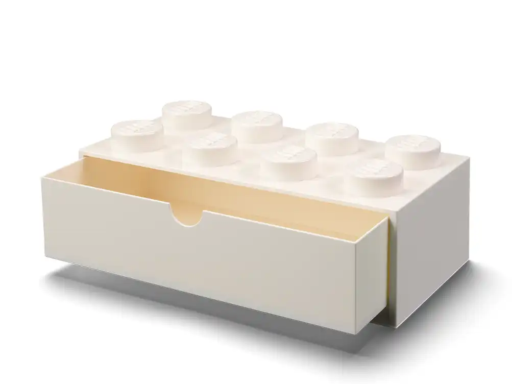 Zdjecie zestawu LEGO 5006877  Pudełko z szufladą w kształcie klocka z ośmioma wypustkami – białe 1