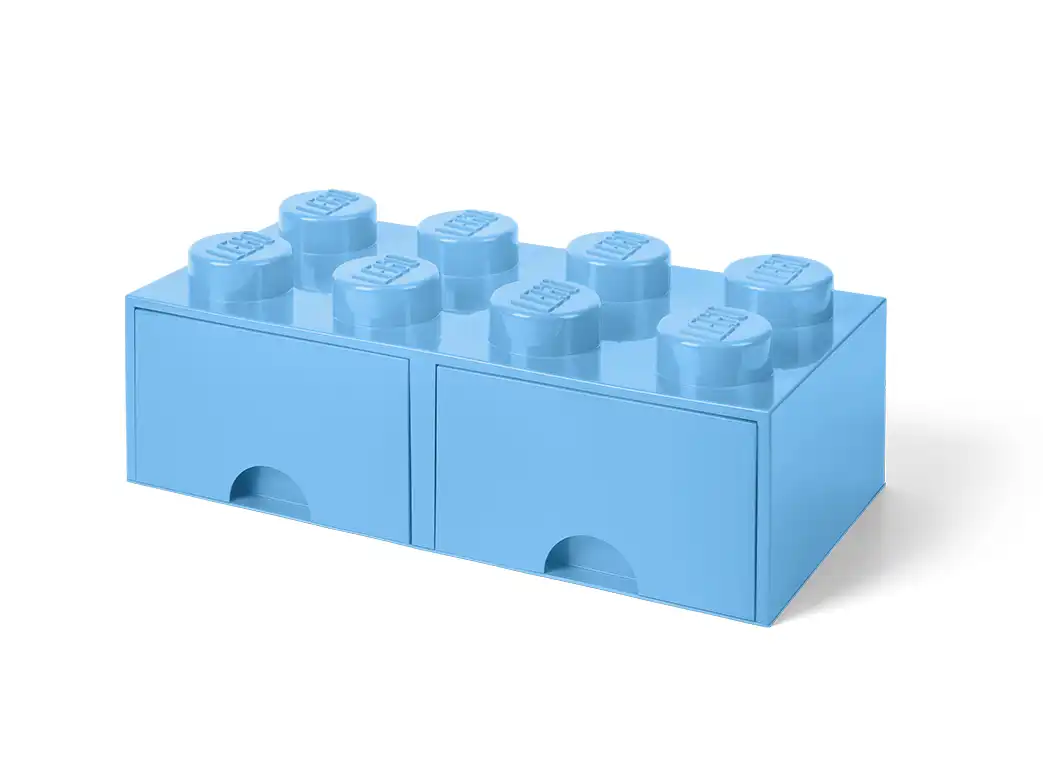 Zdjecie zestawu LEGO 5006311  Pudełko z szufladami w kształcie jasnoniebieskiego klocka z 8 wypustkami 1