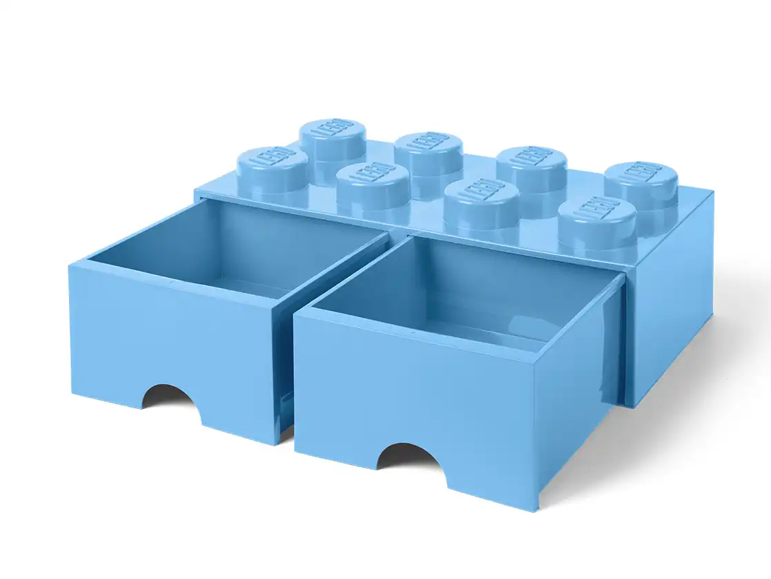 Zdjecie zestawu LEGO 5006311  Pudełko z szufladami w kształcie jasnoniebieskiego klocka z 8 wypustkami 2