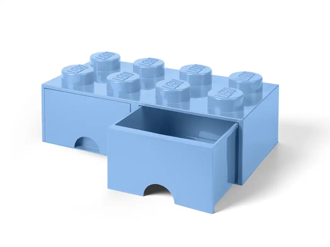 Zdjecie zestawu LEGO 5006311  Pudełko z szufladami w kształcie jasnoniebieskiego klocka z 8 wypustkami 3