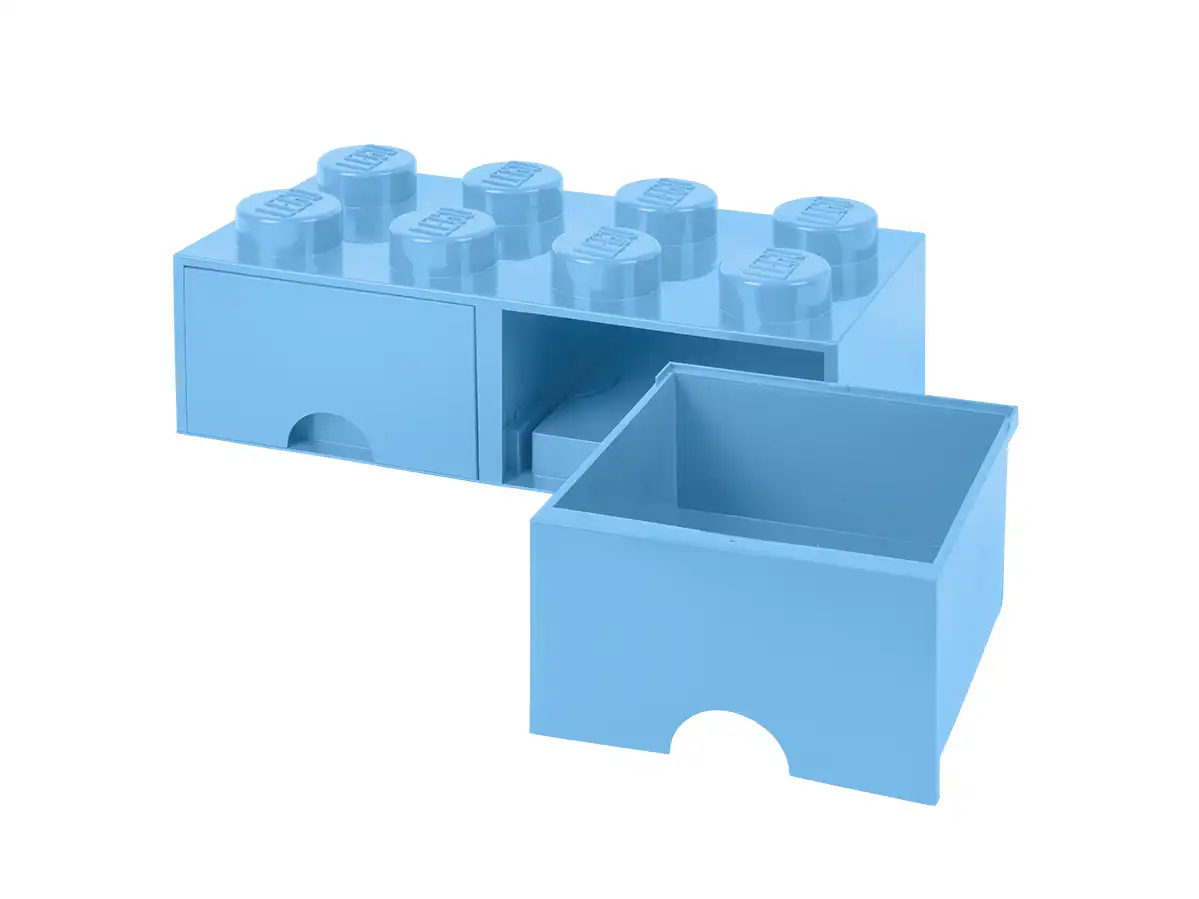 Zdjecie zestawu LEGO 5006311  Pudełko z szufladami w kształcie jasnoniebieskiego klocka z 8 wypustkami 4