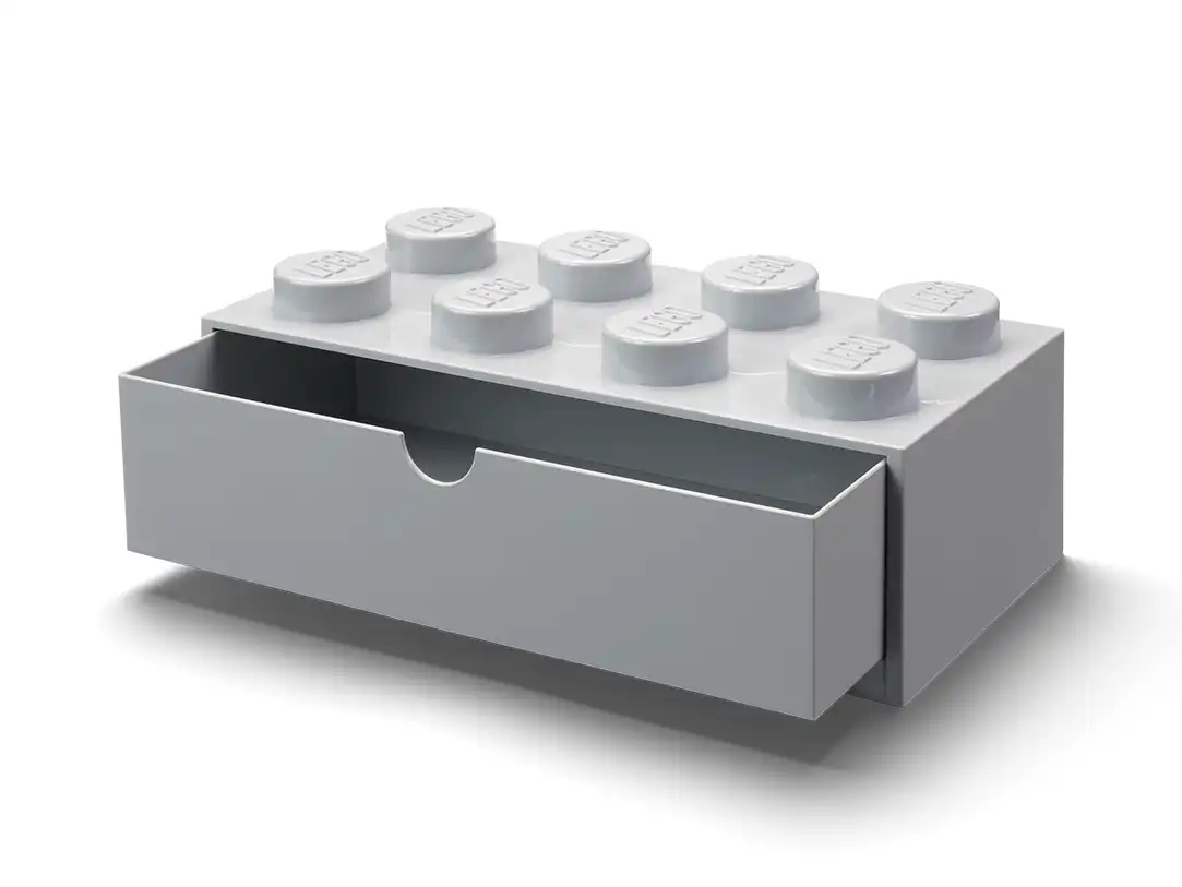 Zdjecie zestawu LEGO 5006878  Pudełko na biurko z szufladą w kształcie klocka z 8 wypustkami – szare 1