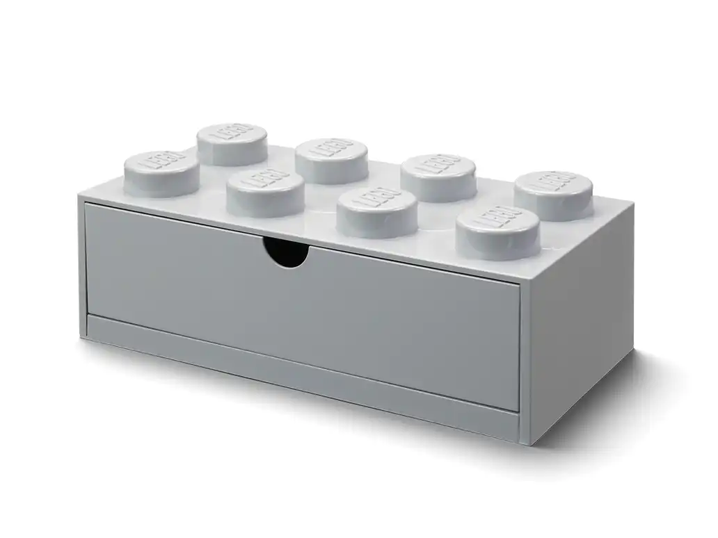 Zdjecie zestawu LEGO 5006878  Pudełko na biurko z szufladą w kształcie klocka z 8 wypustkami – szare 2