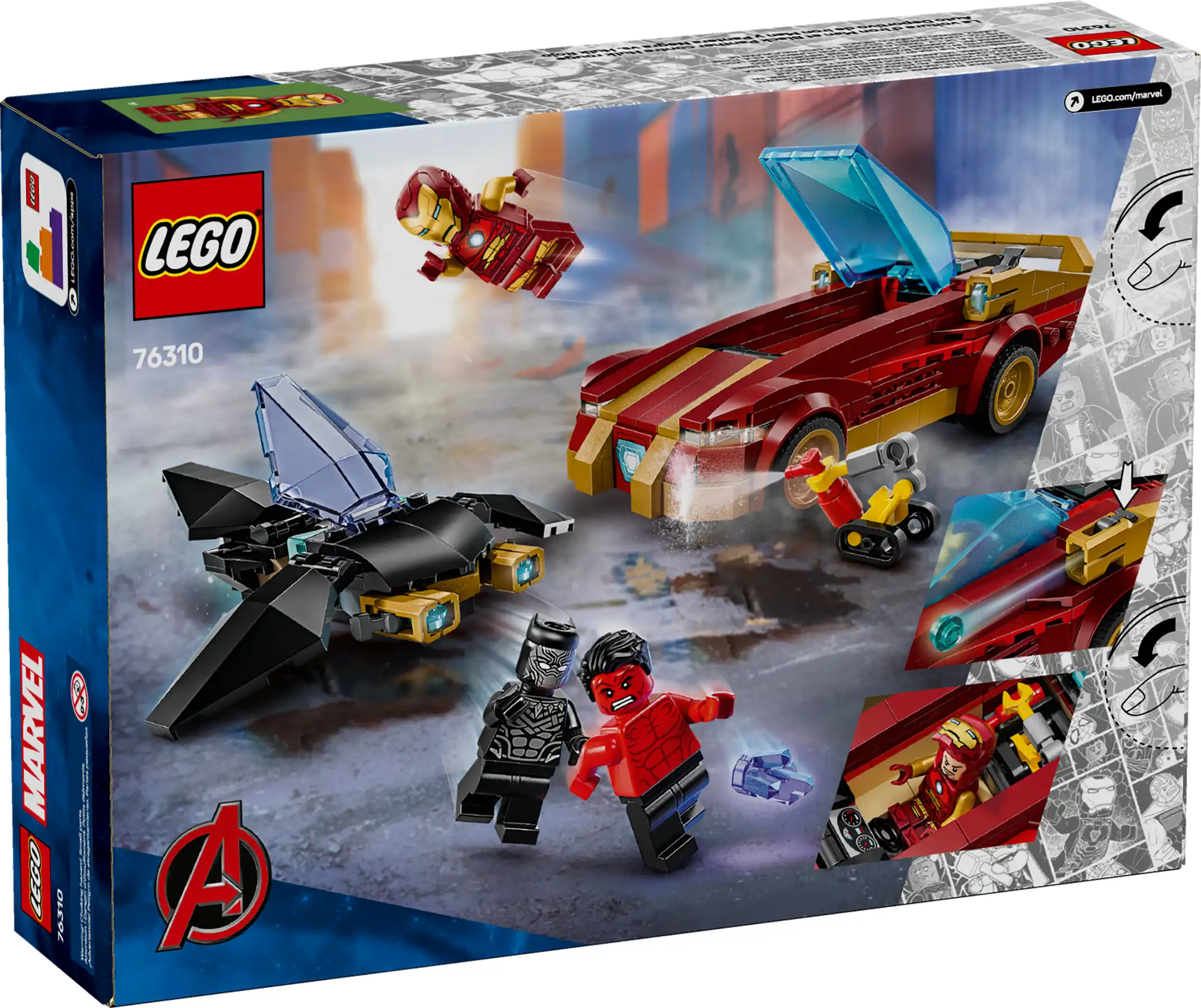Zdjecie zestawu LEGO 76310 Marvel Auto Iron Mana i Czarna Pantera kontra Czerwony Hulk 2