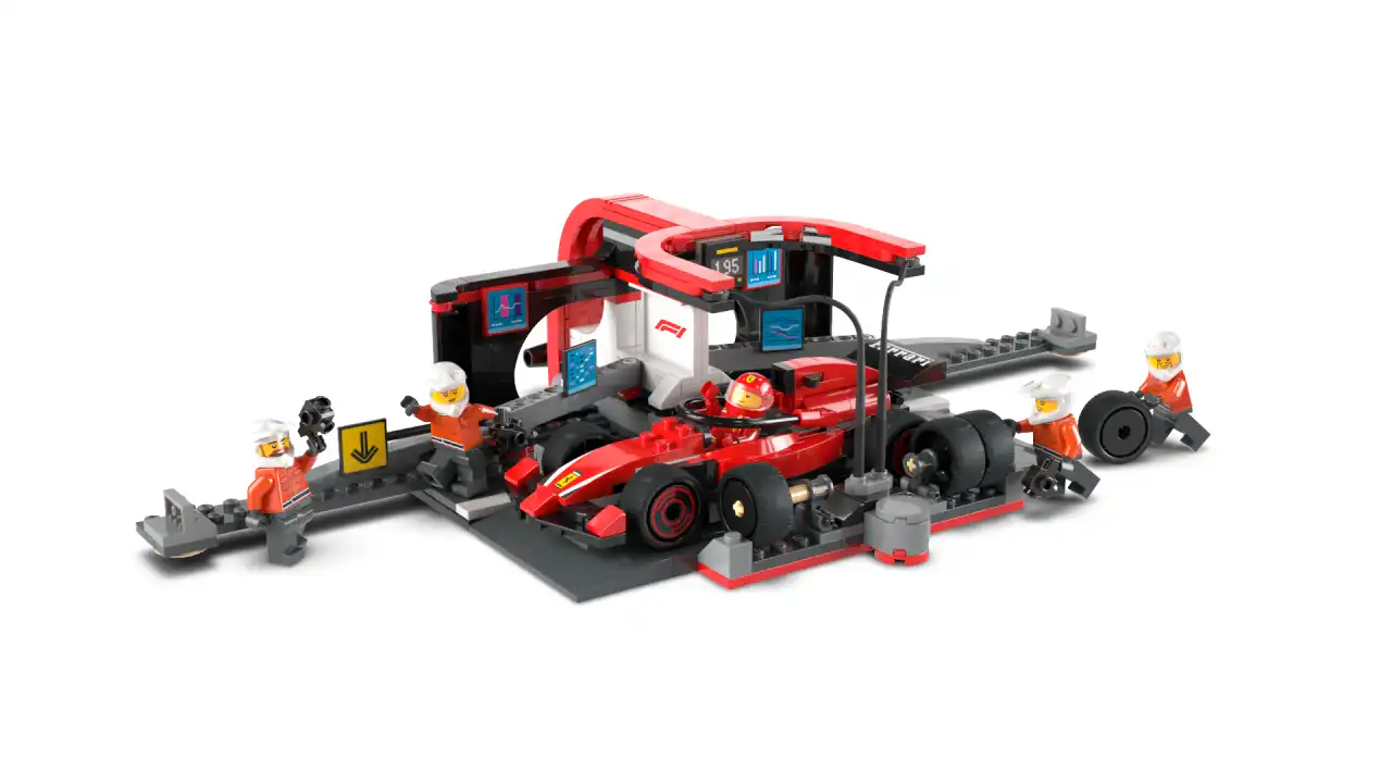 Zdjecie zestawu LEGO 60443 City F1® Pit stop i mechanicy z bolidem Ferrari 3
