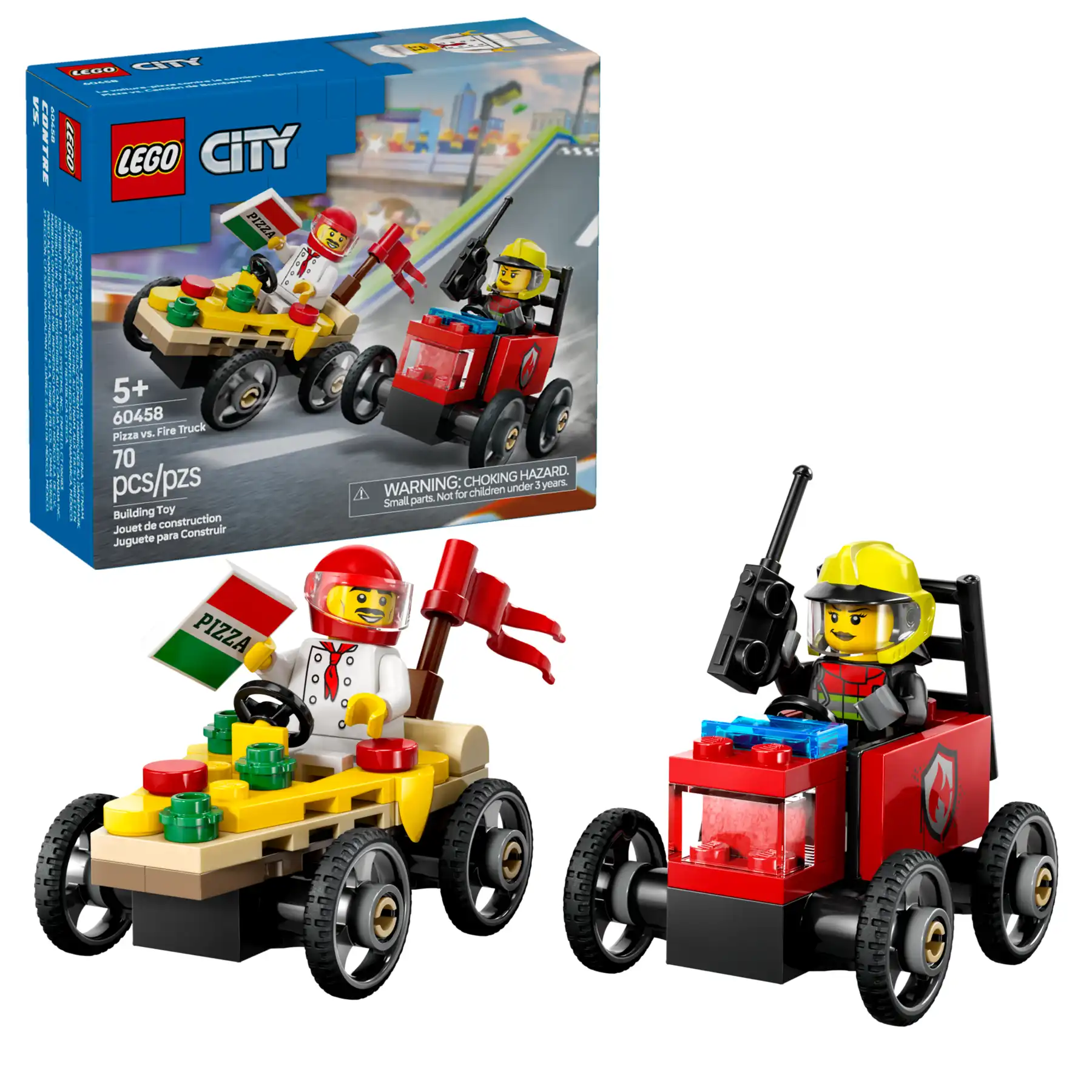 Zdjecie zestawu LEGO 60458 City Zestaw wyścigówek: pizza kontra wóz strażacki 1