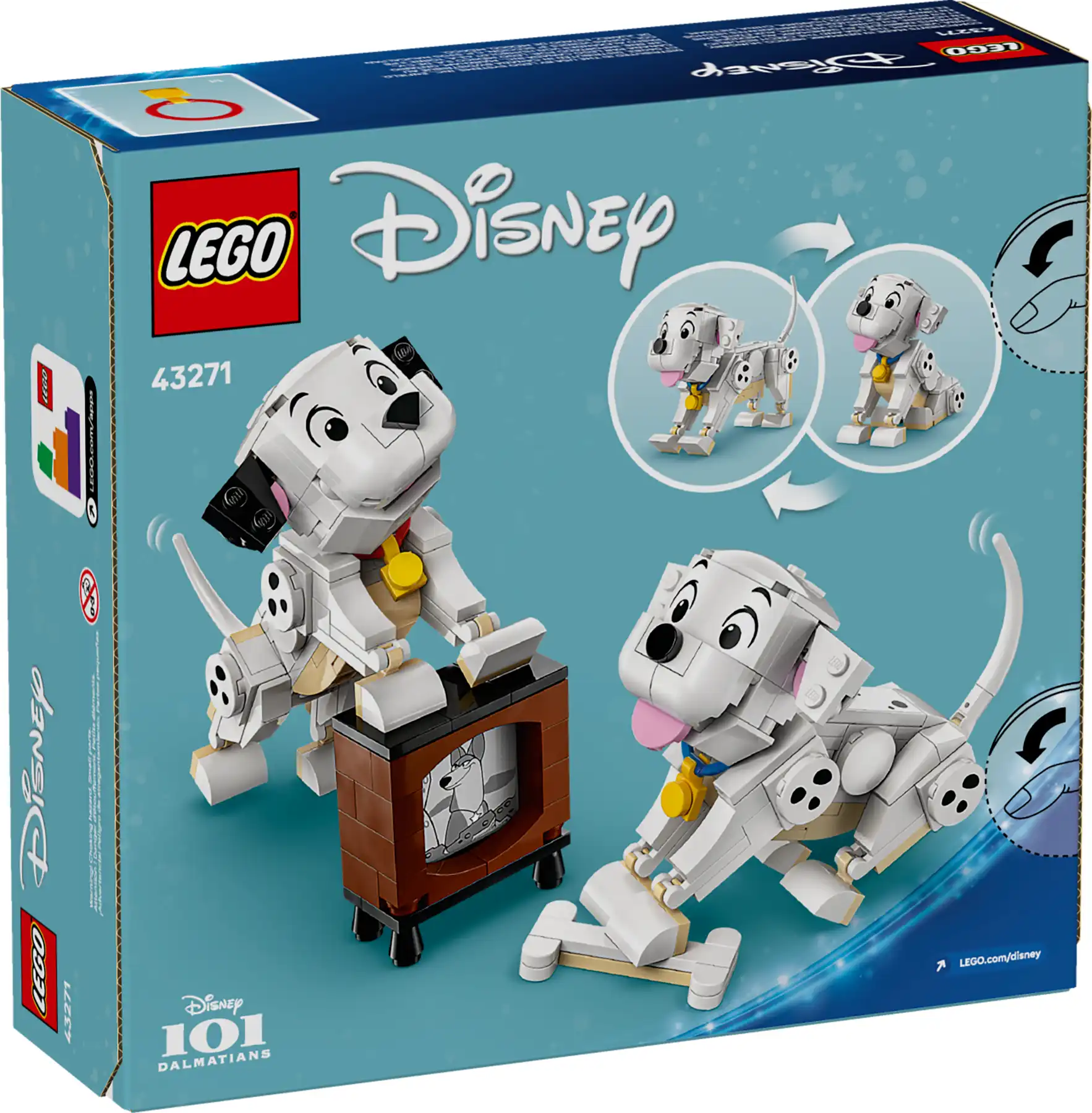 Zdjecie zestawu LEGO 43271 Disney 101 dalmatyńczyków — Szczeniaczki Szczęściarz i Penny 1