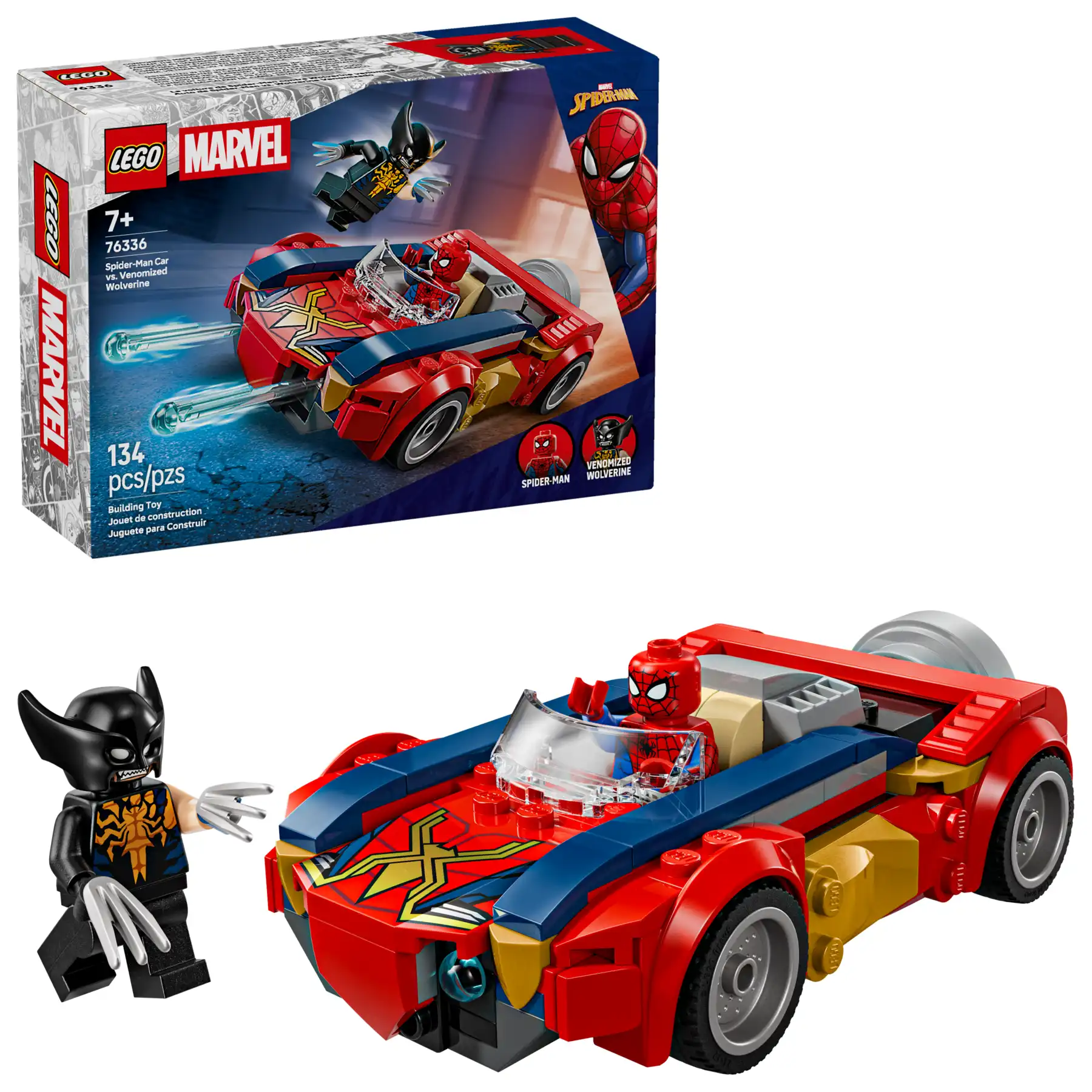 Zdjecie zestawu LEGO 76336 Marvel Spider-Man w samochodzie kontra zvenomowany Wolverine 1