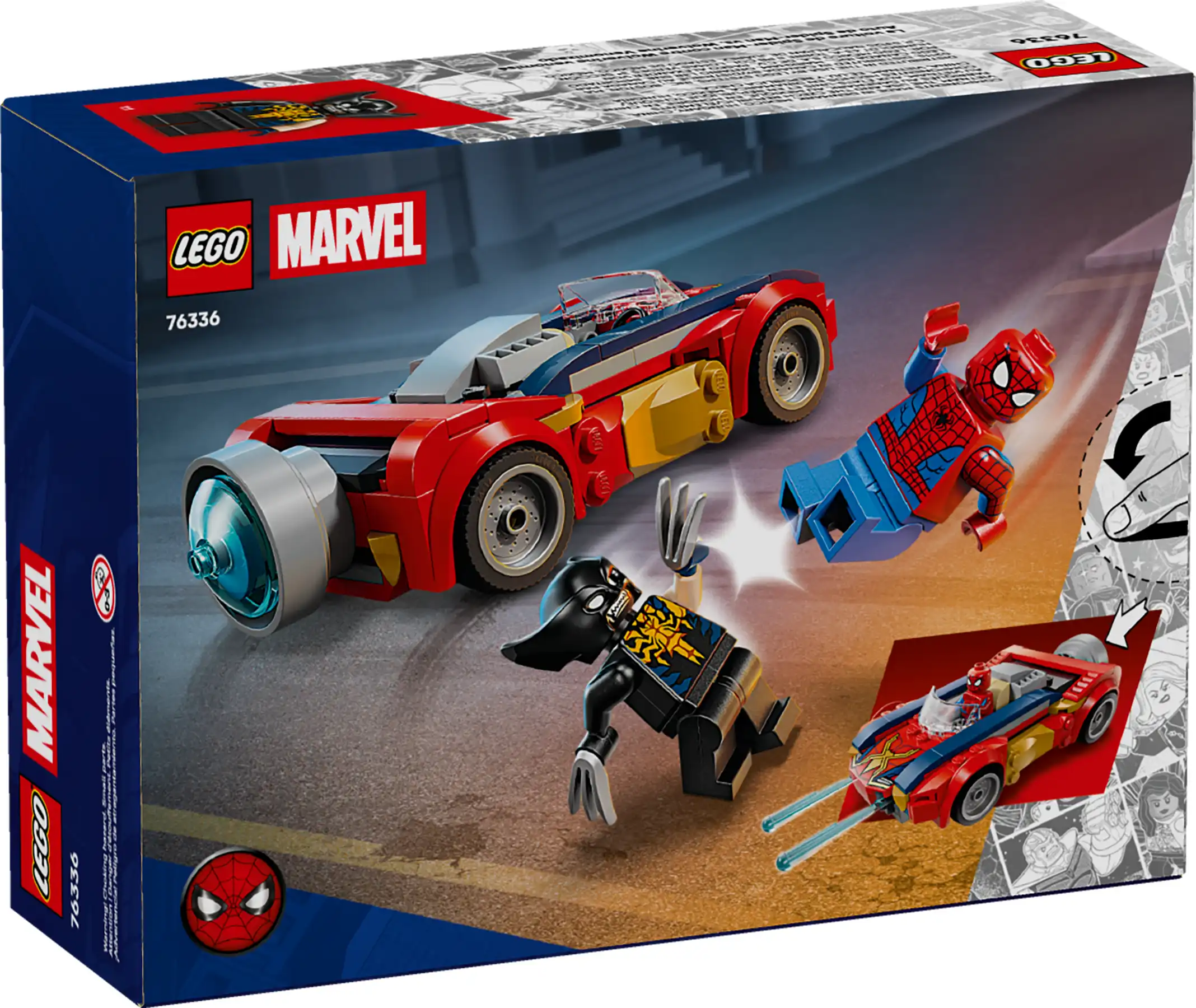 Zdjecie zestawu LEGO 76336 Marvel Spider-Man w samochodzie kontra zvenomowany Wolverine 2