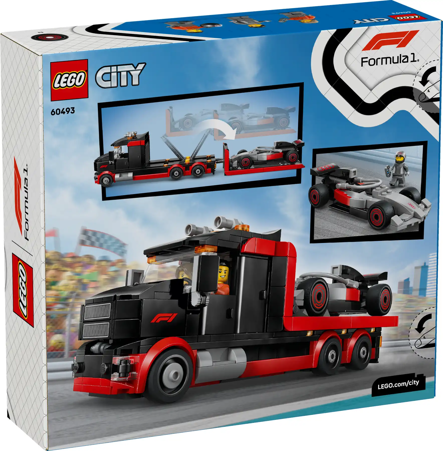 Zdjecie zestawu LEGO 60493 City Ciężarówka F1® z bolidem Audi F1® 2
