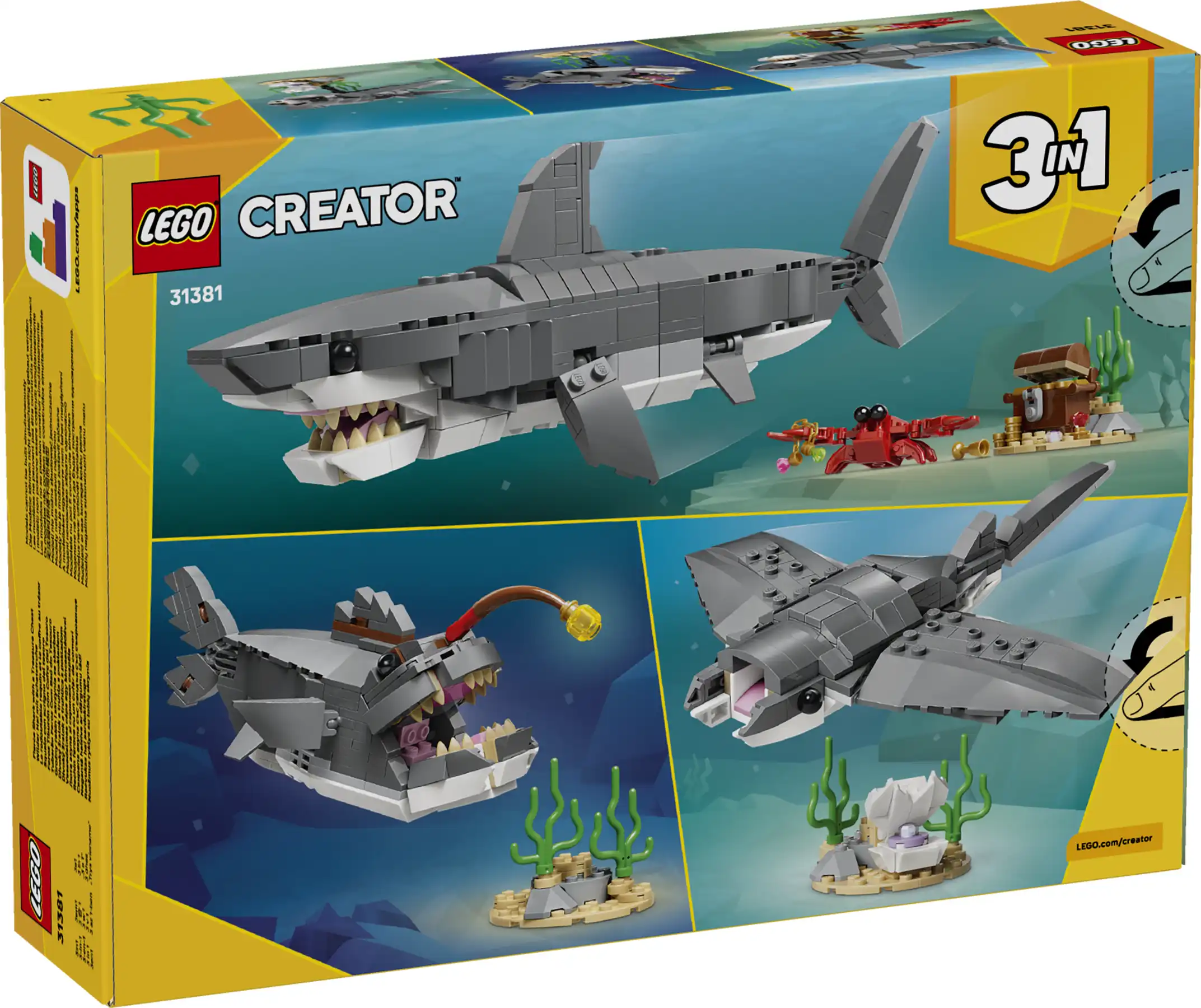 Zdjecie zestawu LEGO 31381 Creator 3 w 1 Groźny rekin i skrzynia ze skarbem 3