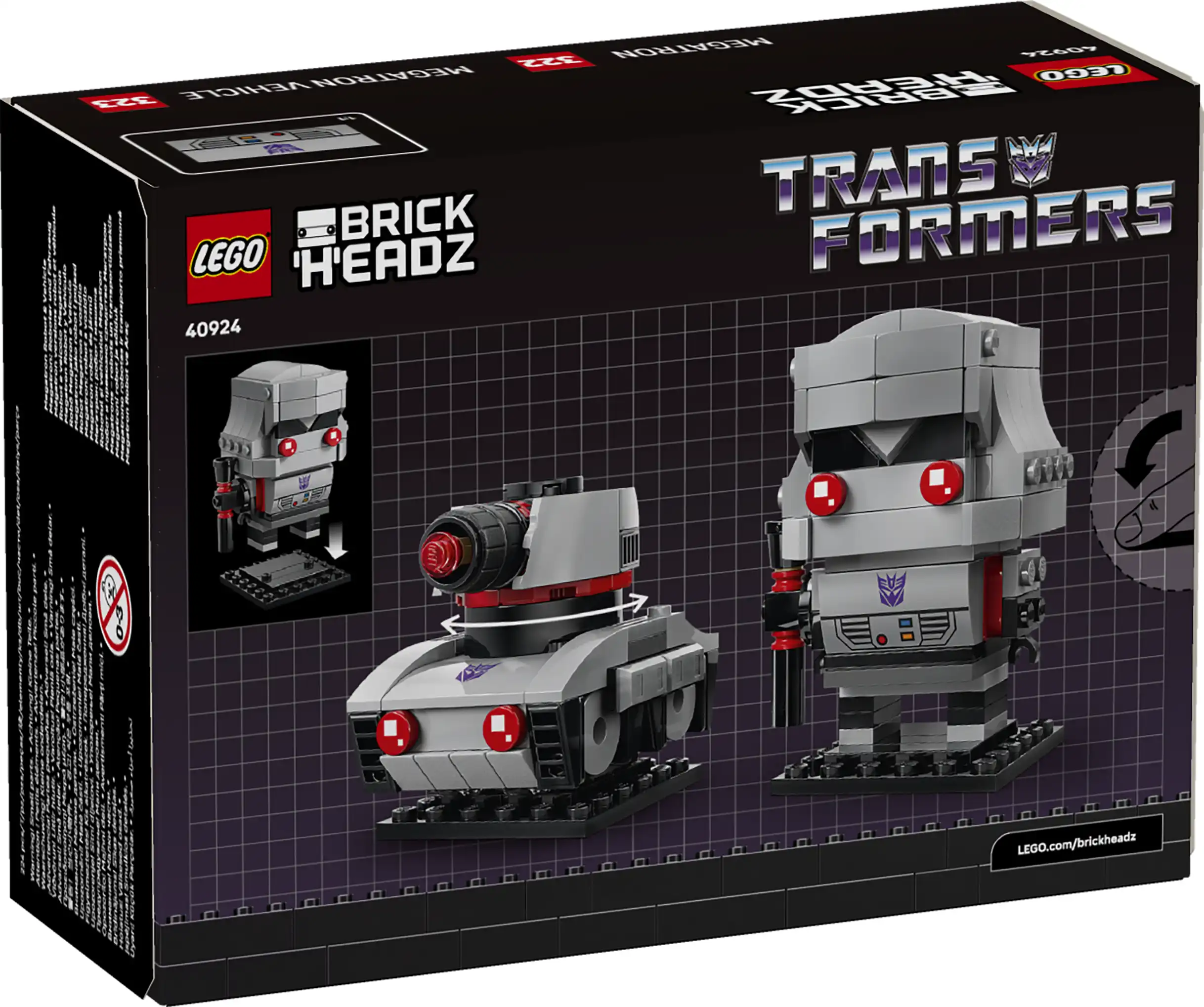 Zdjecie zestawu LEGO 40924 BrickHeadz Megatron jako robot i pojazd 1