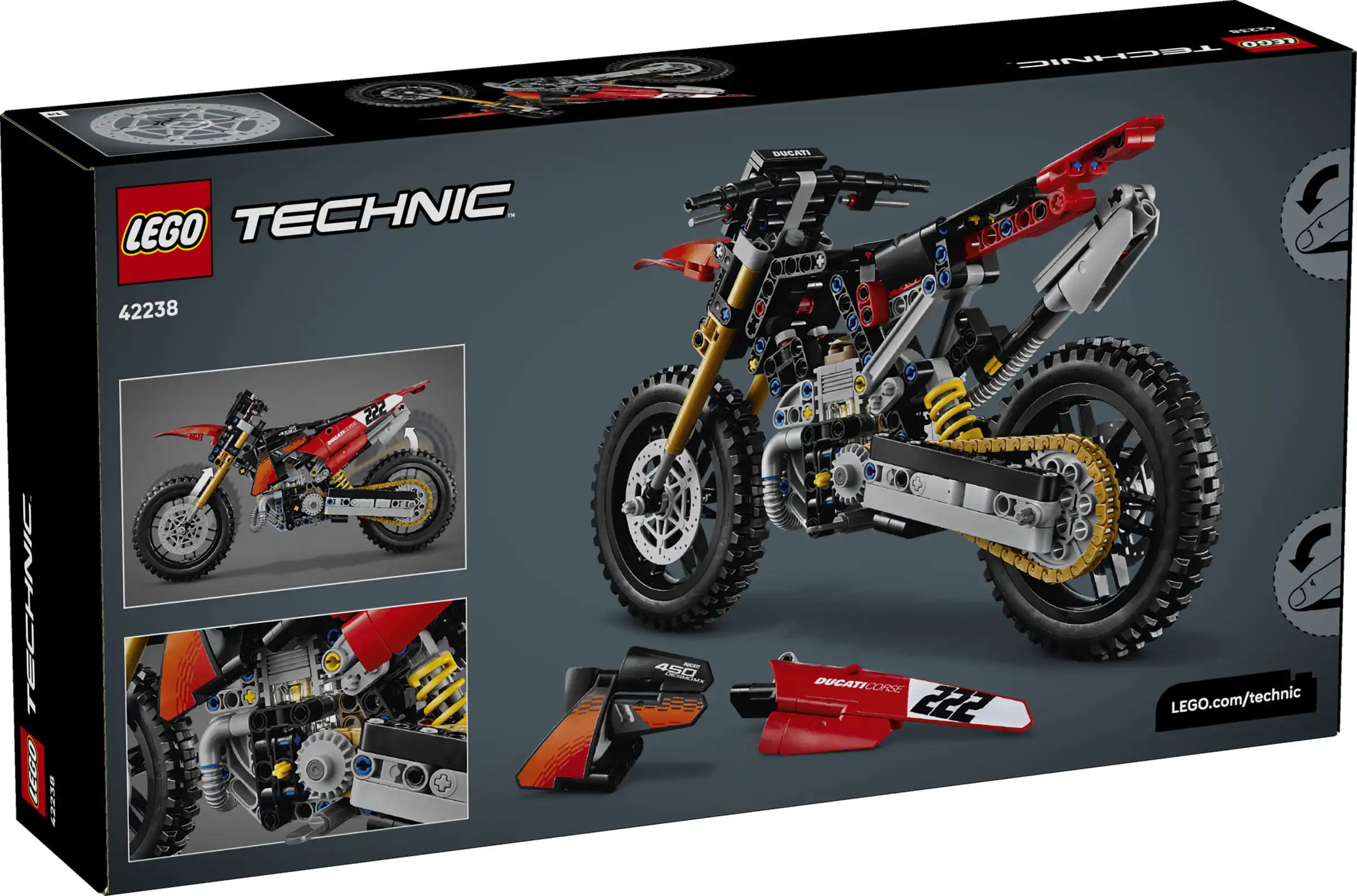 Zdjecie zestawu LEGO 42238 Technic Motocykl Ducati Desmo450 MX Factory 1