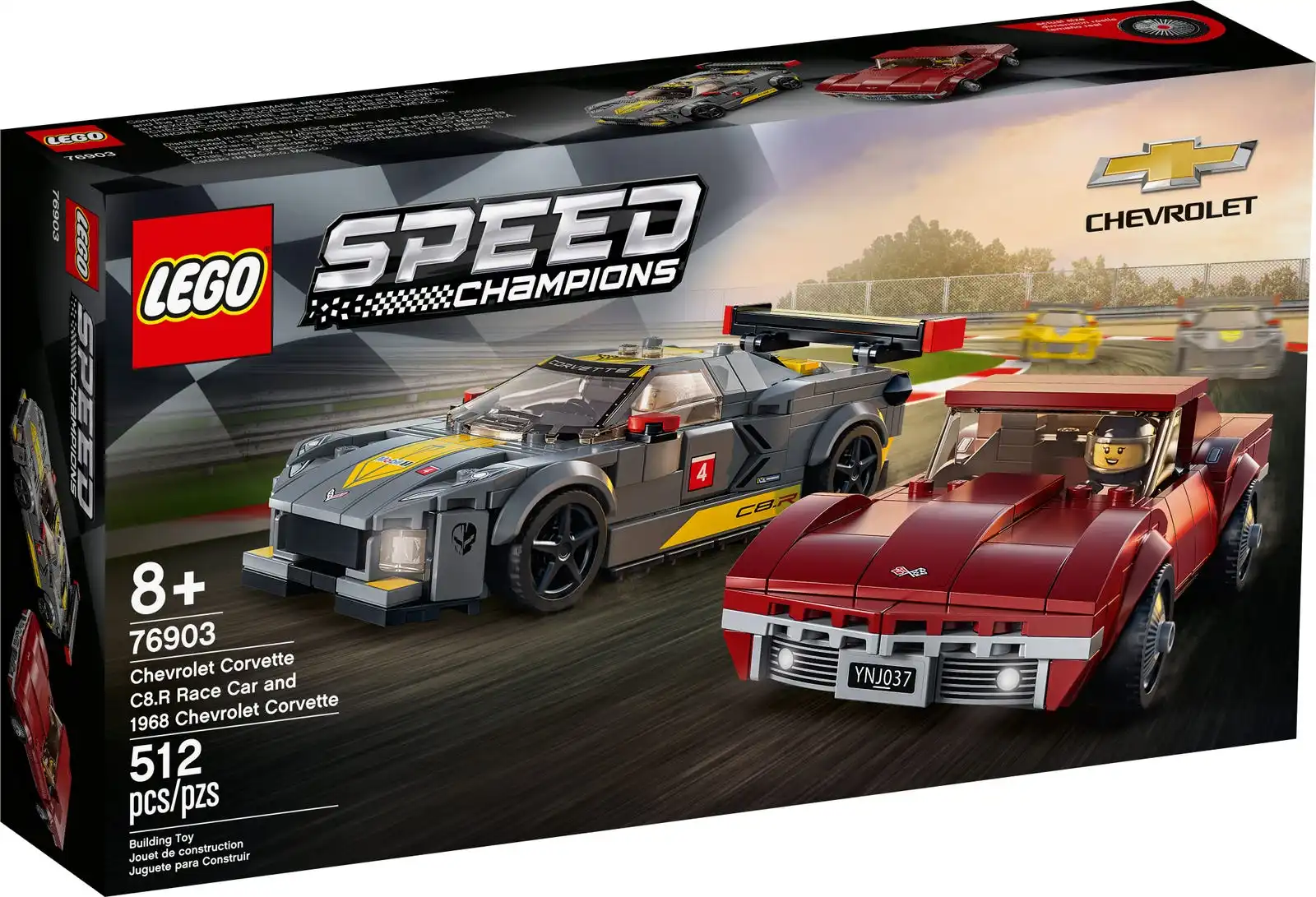 Zdjecie zestawu LEGO 76903 Speed Champions Samochód wyścigowy Chevrolet Corvette C8.R i 1968 Chevrolet Corvette 1