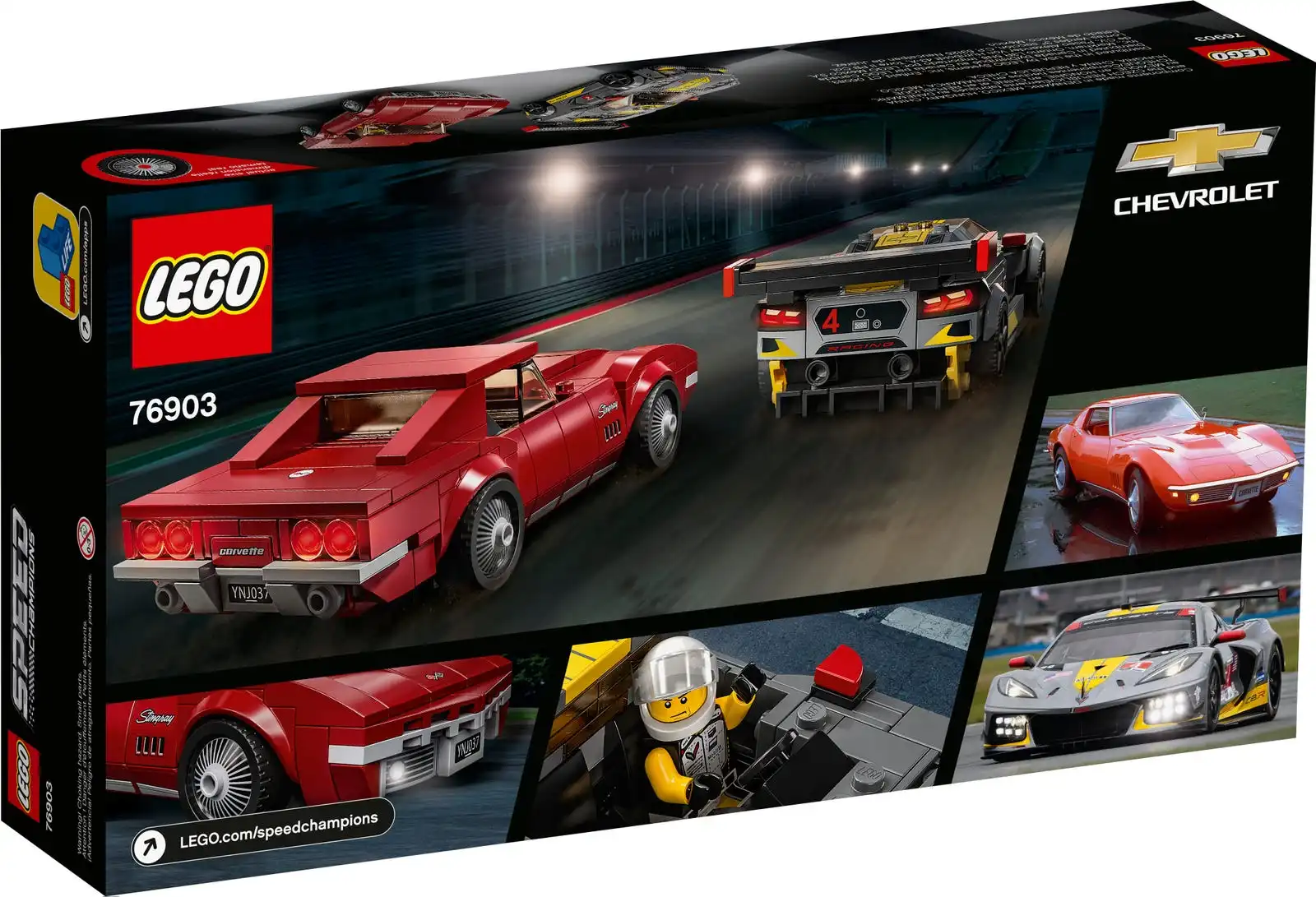 Zdjecie zestawu LEGO 76903 Speed Champions Samochód wyścigowy Chevrolet Corvette C8.R i 1968 Chevrolet Corvette 4